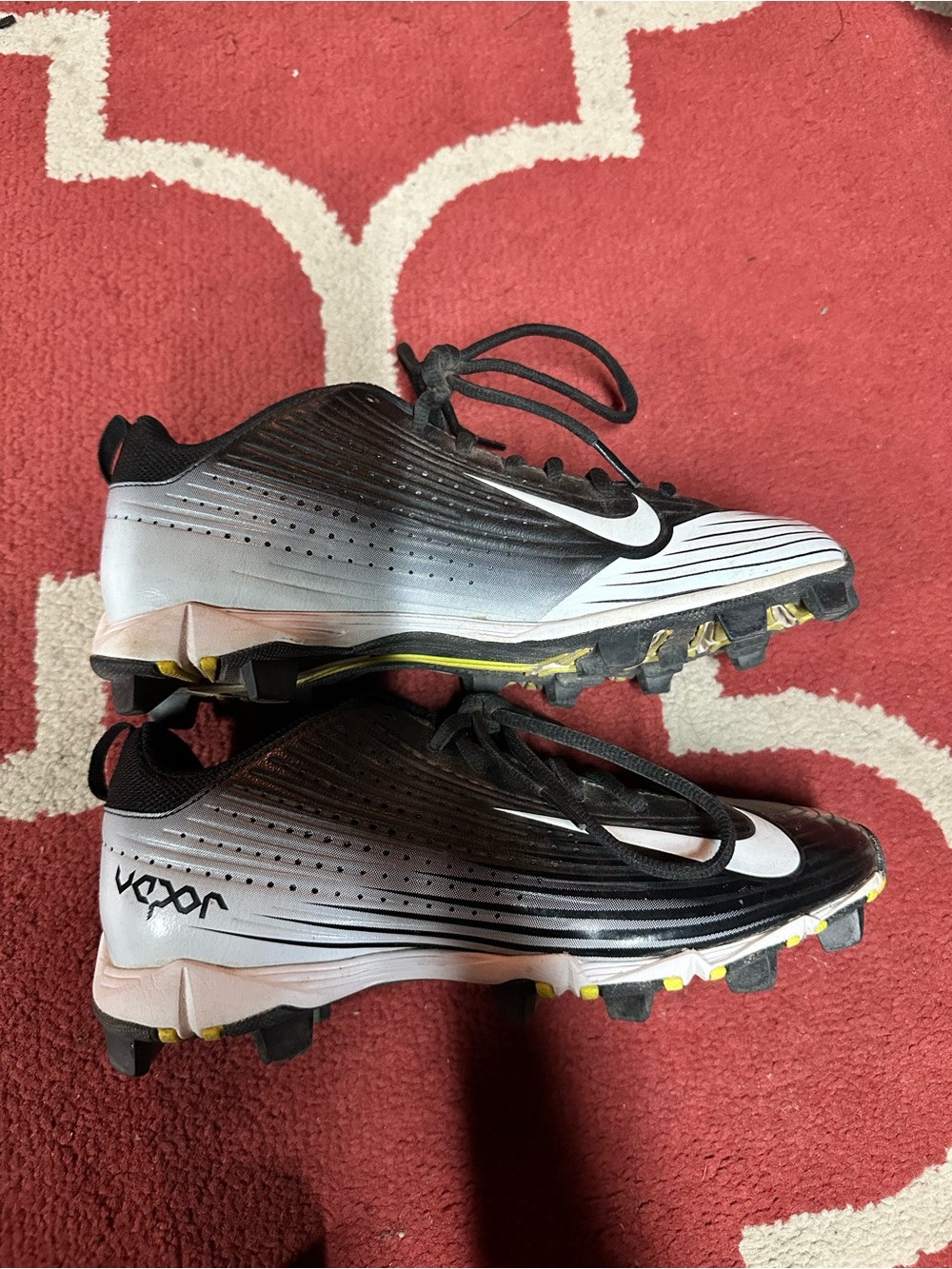 Nike Vapor Baseball Cleats Black Silver White Youth Size 5Y